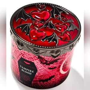 Bath & Body Works Vampire Blood Decorative Lid 3-Wick Candle NEW